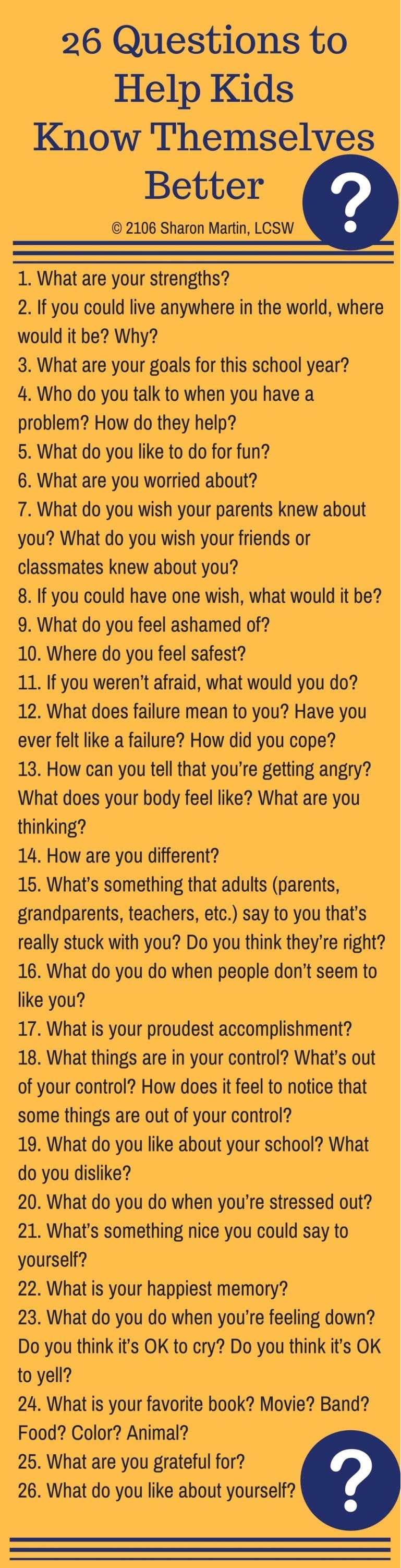 26 Questions to Help Kids Know Themselves Better
