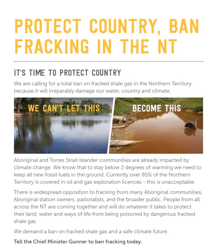 Ban Fracking In The NT 