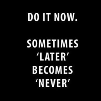 Do It Now Sometimes Later Becomes Never