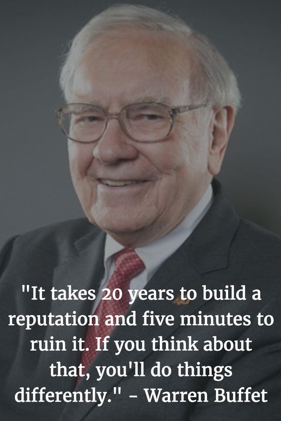 It Takes 20 Years To Build A Reputation