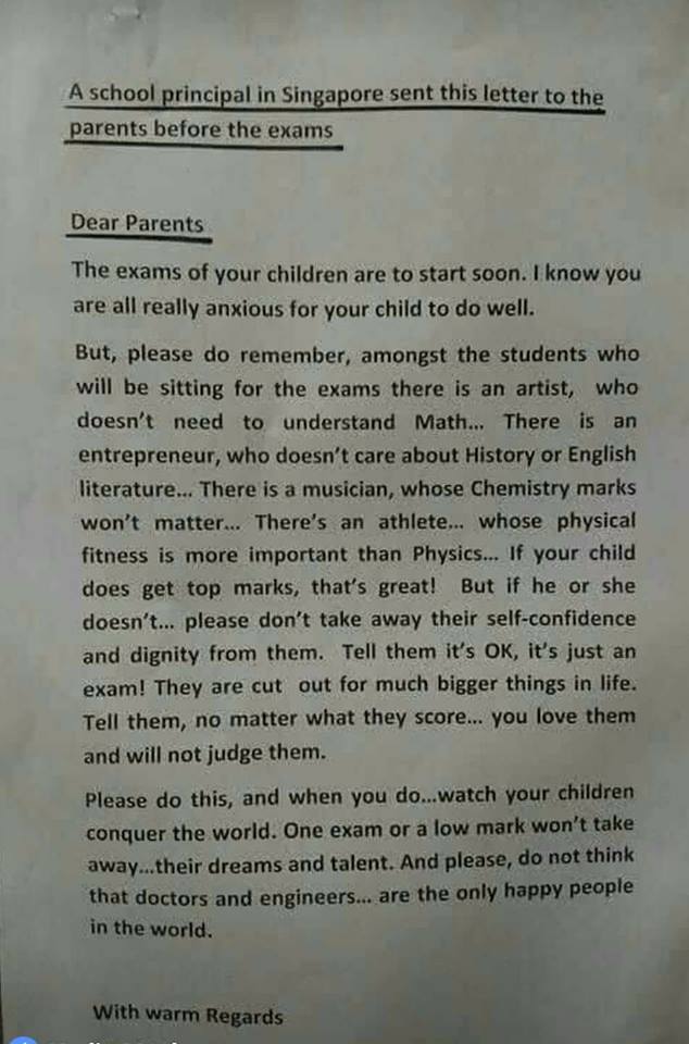 Principal's Letter To Parents