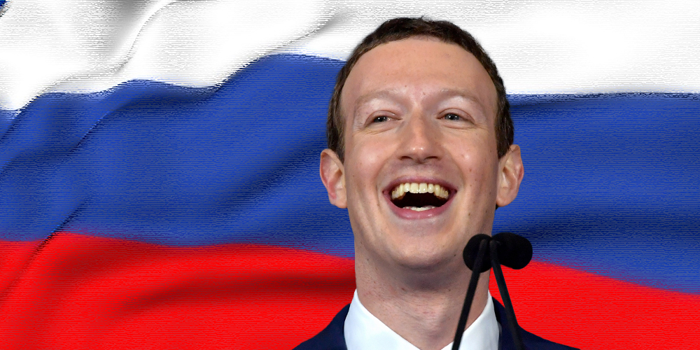 Zuckerberg Against Russian Flag